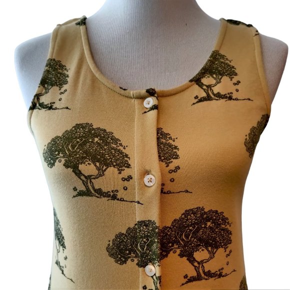 Kate Quinn Womens NWT Apple Tree Buttons Sleeveless Pockets Org Cotton Dress XS - Picture 4 of 8